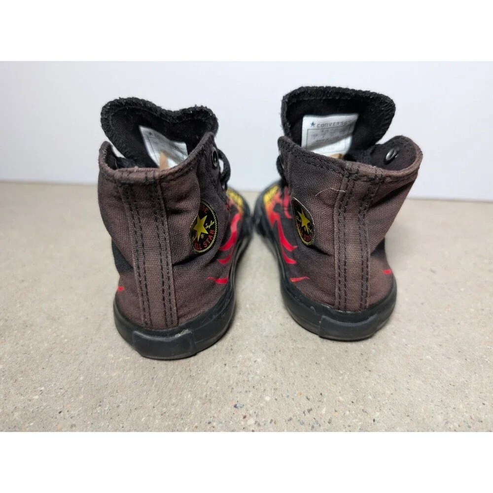 Converse Chuck Taylor All Star Hi Flames Fire Black Toddler Shoes Size 4T